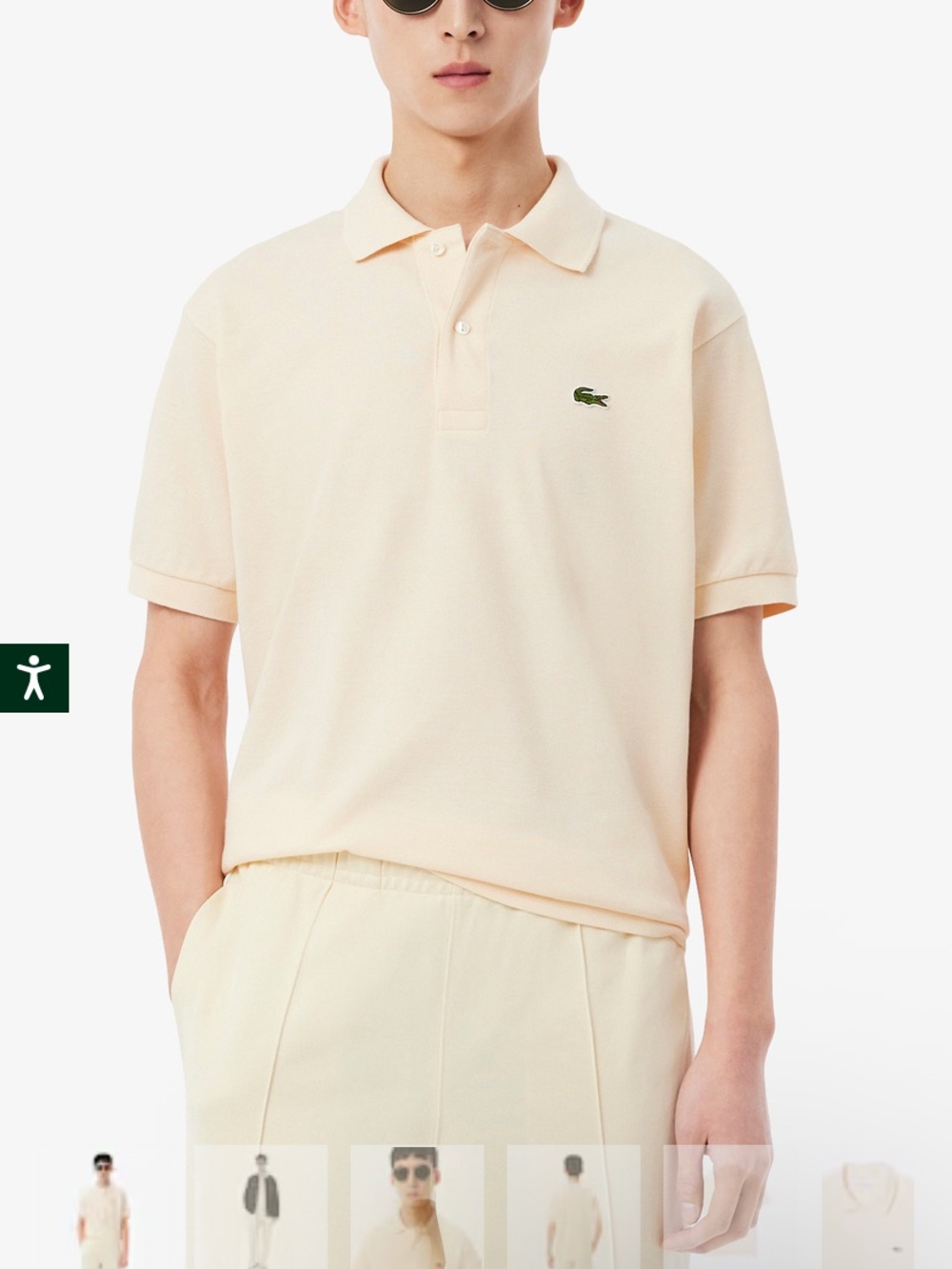 Lacoste Men’s Polo Shirt in Pale Peach with Green Crocodile